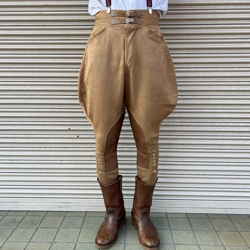 USA製 40s REAL SPORT ヴィンテージ ライディング ブリーチーズ ジョッパーズパンツ ミリタリー 30s ウールギャバ レザー切り替え USarmy