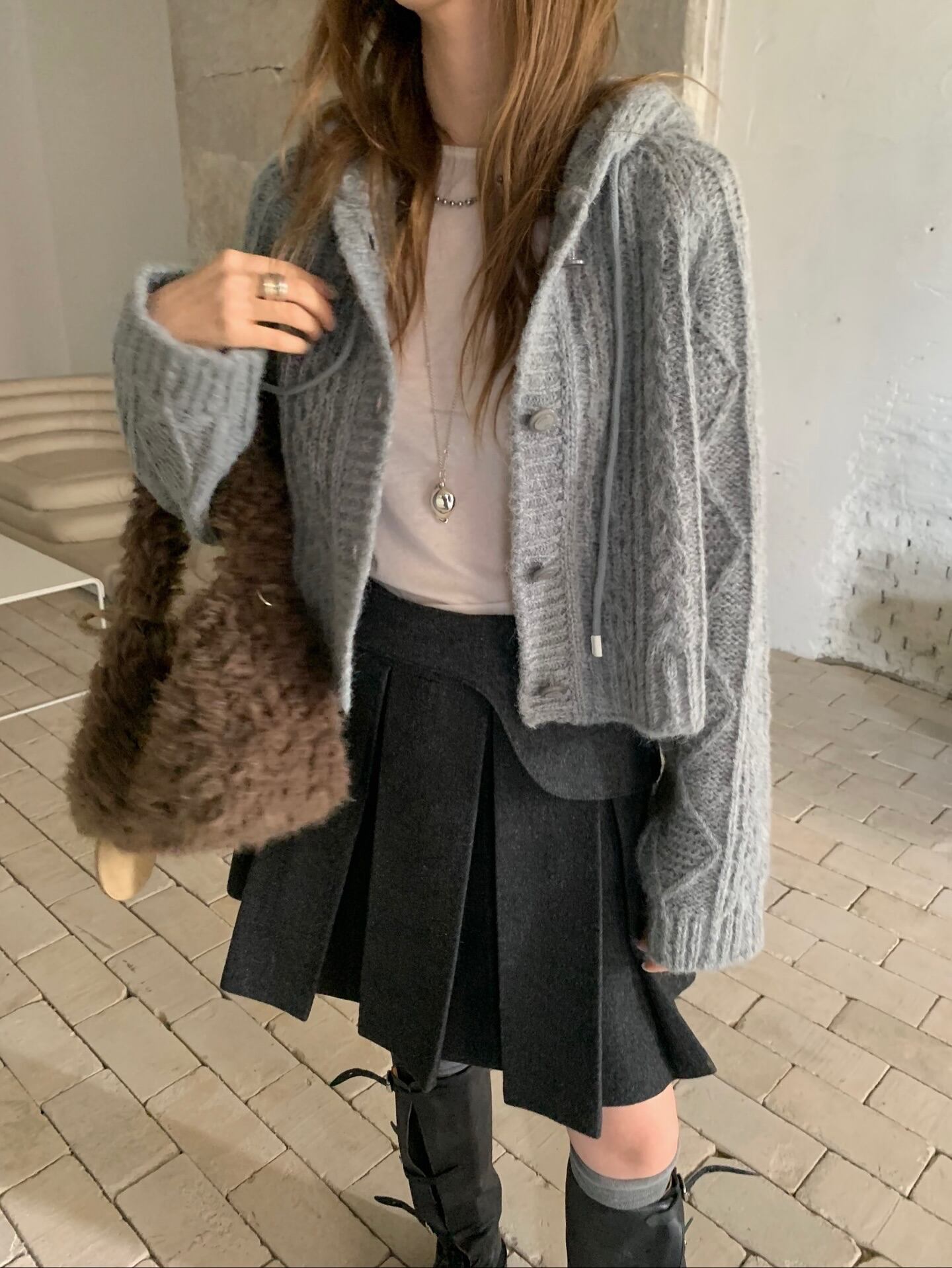 (予約)poster / Hood Alpaca Cardigan / 3color