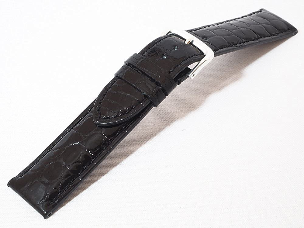 4315#20mm-18mmダークブルー★本物クロコダイル腕時計用ベルト