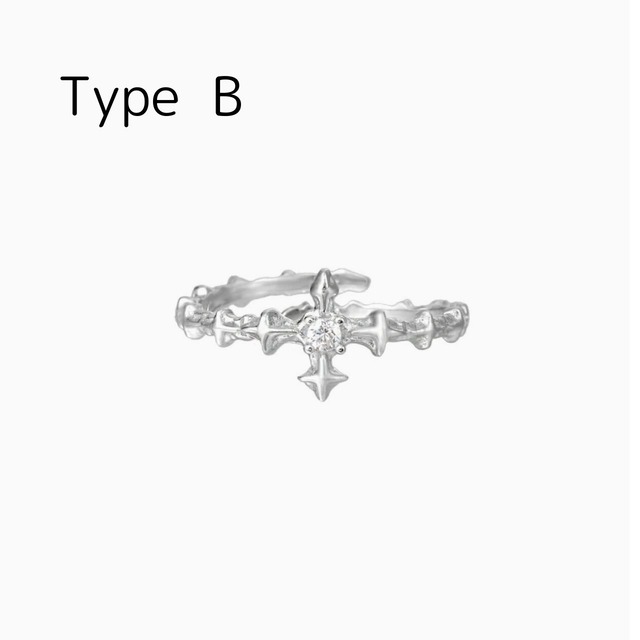 Cross design high end open ring C0725