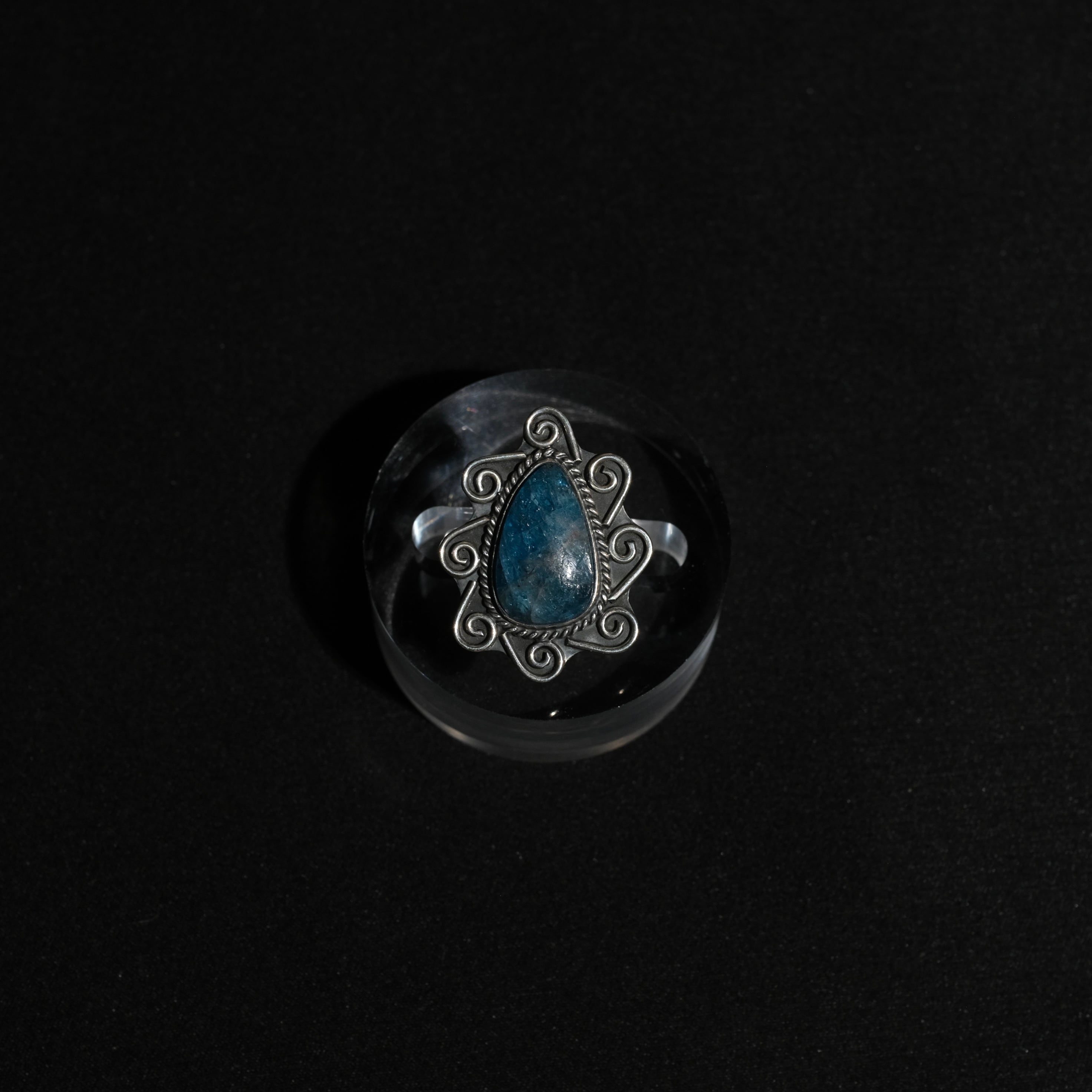 Mexican Jewelry/Silver950 アパタイトリング/黒燻仕上げ