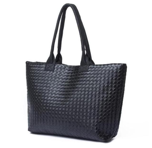 トートバッグ ショルダーバッグ レディース レザー 編み込み ブラック
