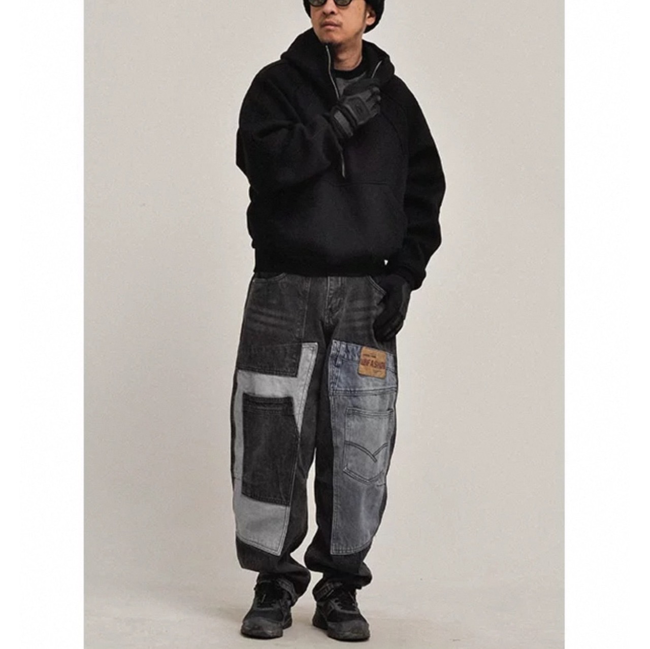 Patchwork denim wide leg pants 0452 - 19