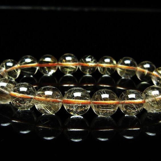 ルチルクォーツ ブレスレット 9mm タイチンルチルクォーツ タイチンルチル 一点物 メール便可 [M便 1/10] 111-48968