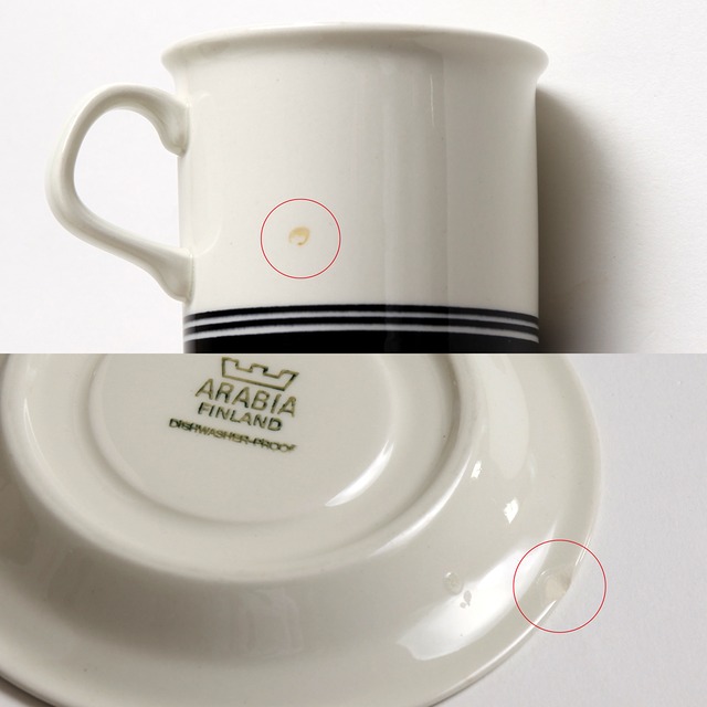 ARABIA アラビア Faenza ファエンツァ 黒 デミタスコーヒーカップ＆ソーサー - 2 北欧ヴィンテージ　☆わけあり☆