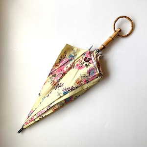 北欧デザイン日傘（晴雨兼用）| ショートタイプ持ち手輪 | yellow flower