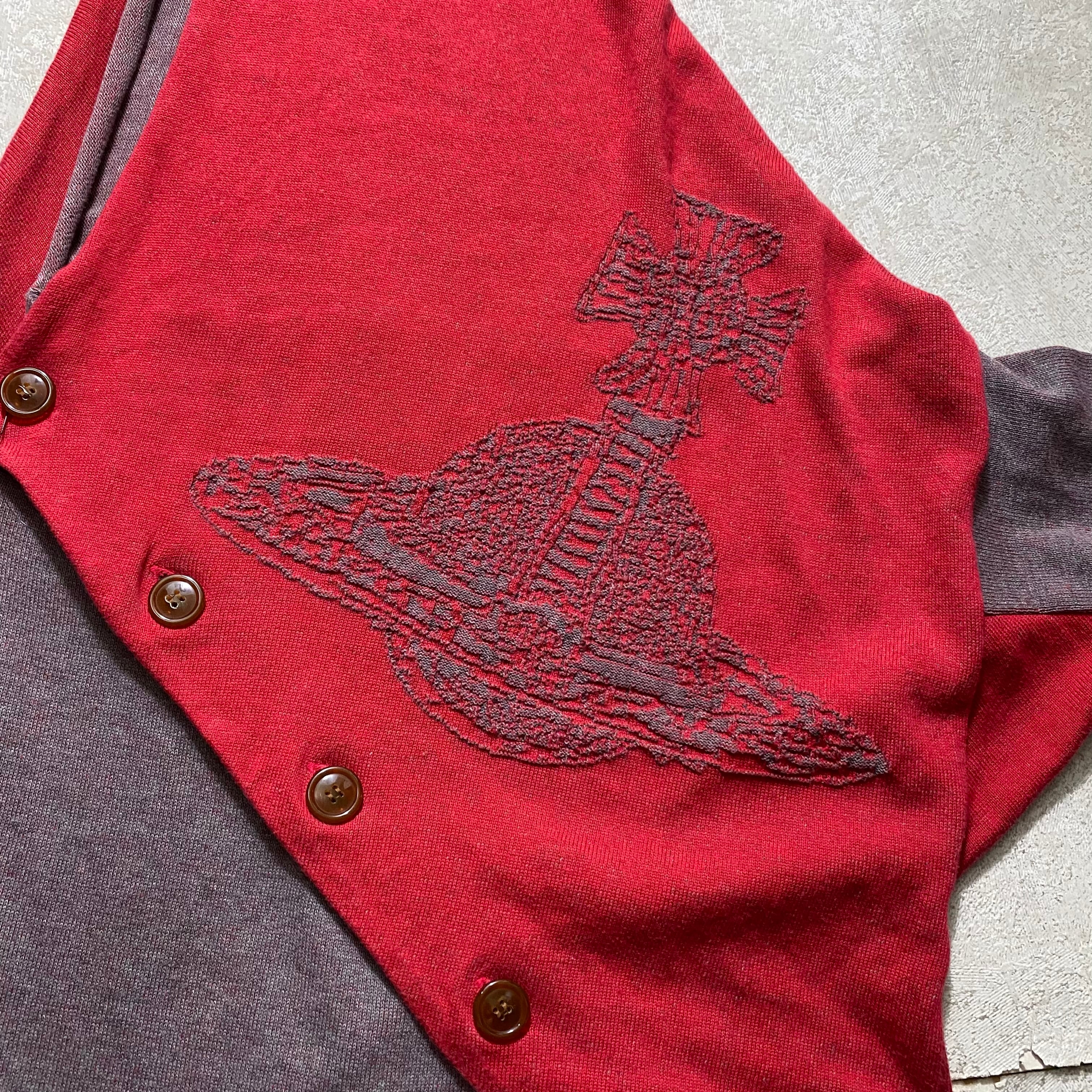 VIVIENNE WESTWOOD RED LABEL asymmetrical knit cardigan “orb 