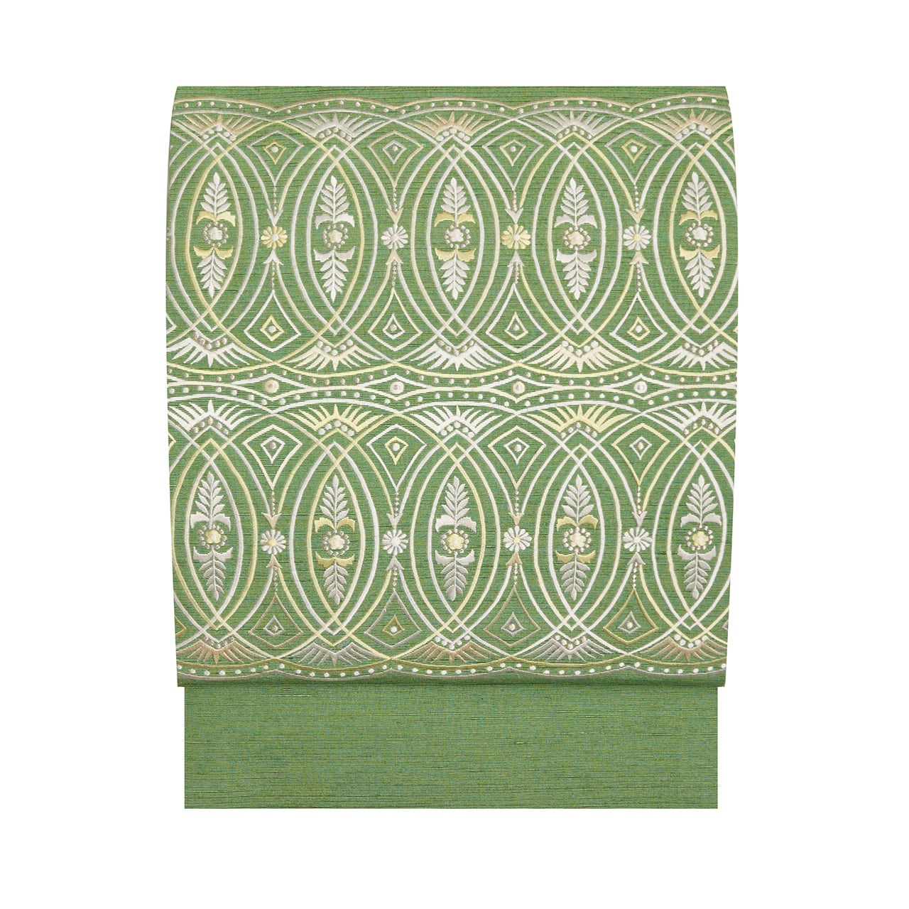 みみ　　高級袋帯　作家物　徳田義　織り出し木箱入り　正絹　No.88 高級袋帯 作家物 徳田義 織り出し花模様 上質 木箱入り 正絹 No.88