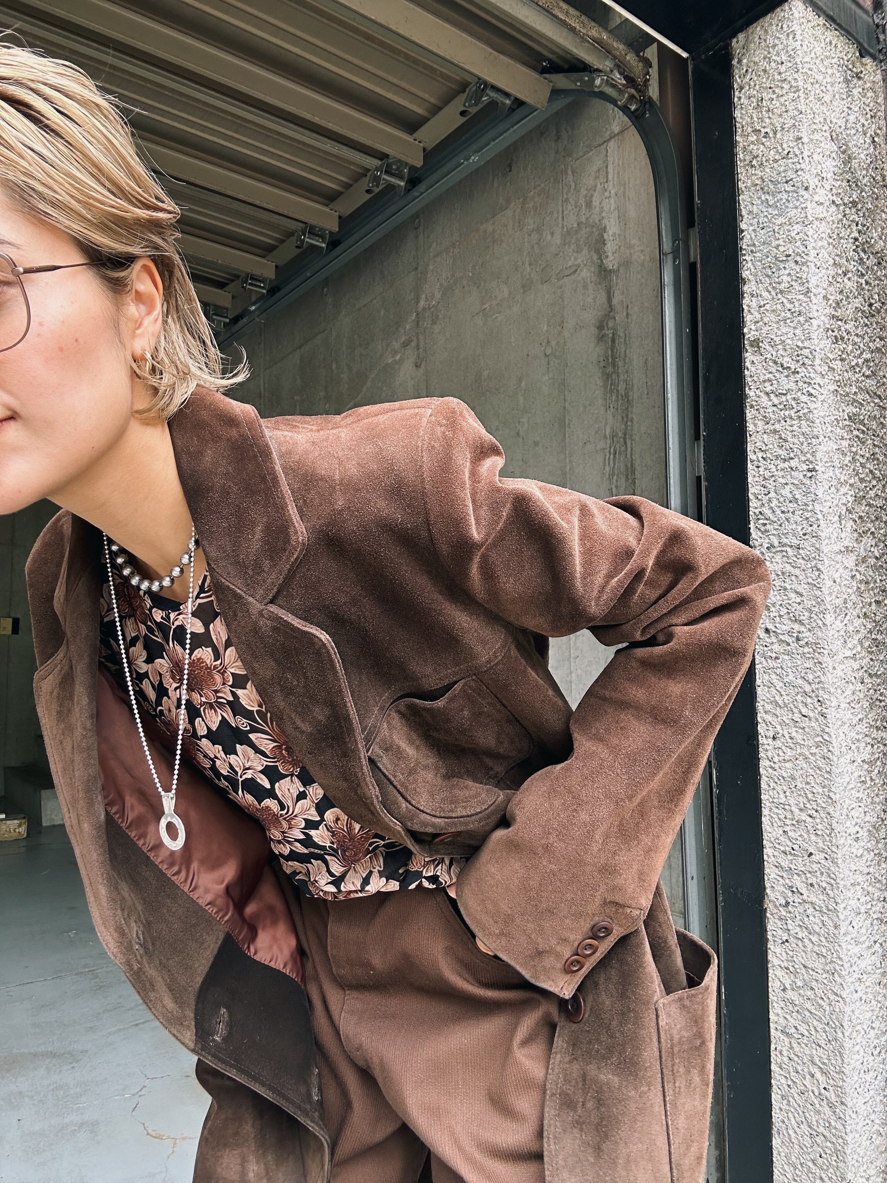 (OT691)90's BANANA REPUBLIC suede leather jacket