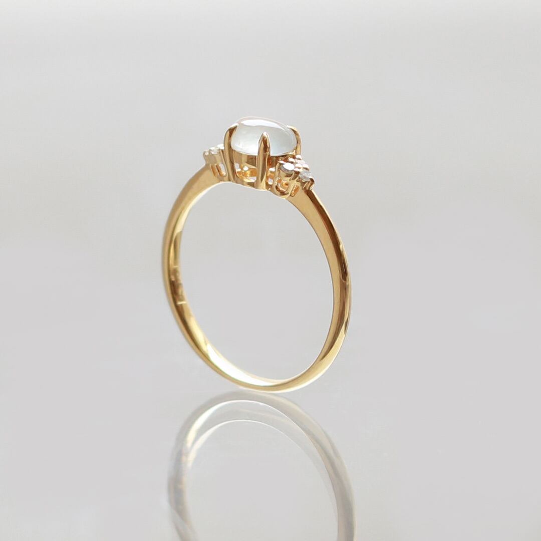 氷翡翠リング ダイヤ入り K10YG ice jade diamond A貨翡翠 jd_rg1858
