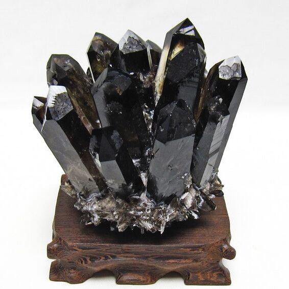 モリオン クラスター 黒水晶 原石 台座付属 一点物 182-8687