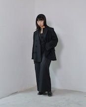 i’m here - GRANDPA Linen Jacket :Black|ダブルブレスト/立体3面ドッキング/“だまし絵”の前立て