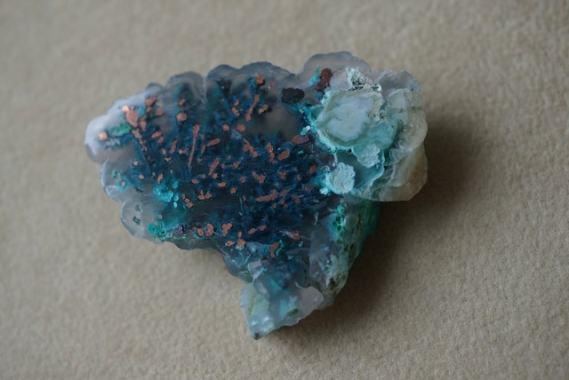 インドネシア産コラウッド(珪化木/クリソコラ/自然銅等) Petrified Wood with Blue Opal and Native Copper 1623