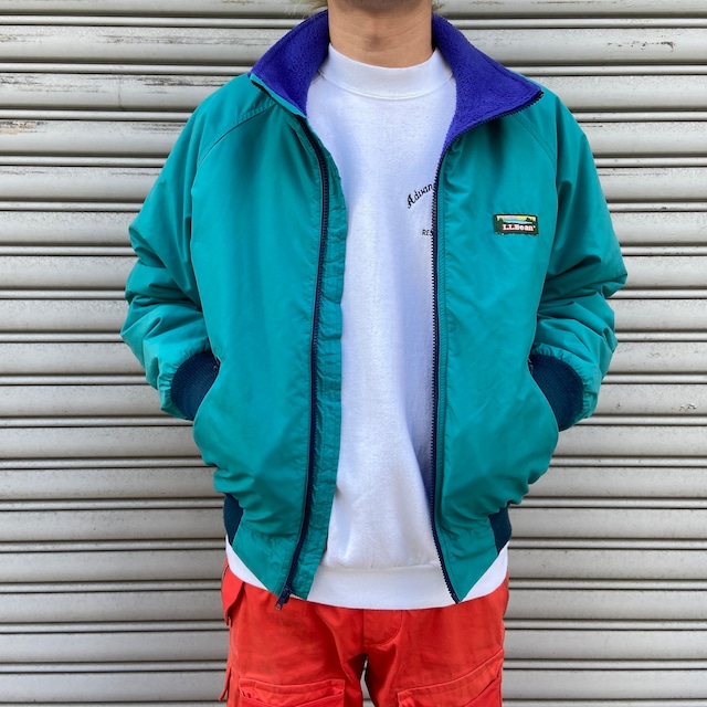 80s USA エルエルビーン ウォームアップジャケット ターコイズグリーン M