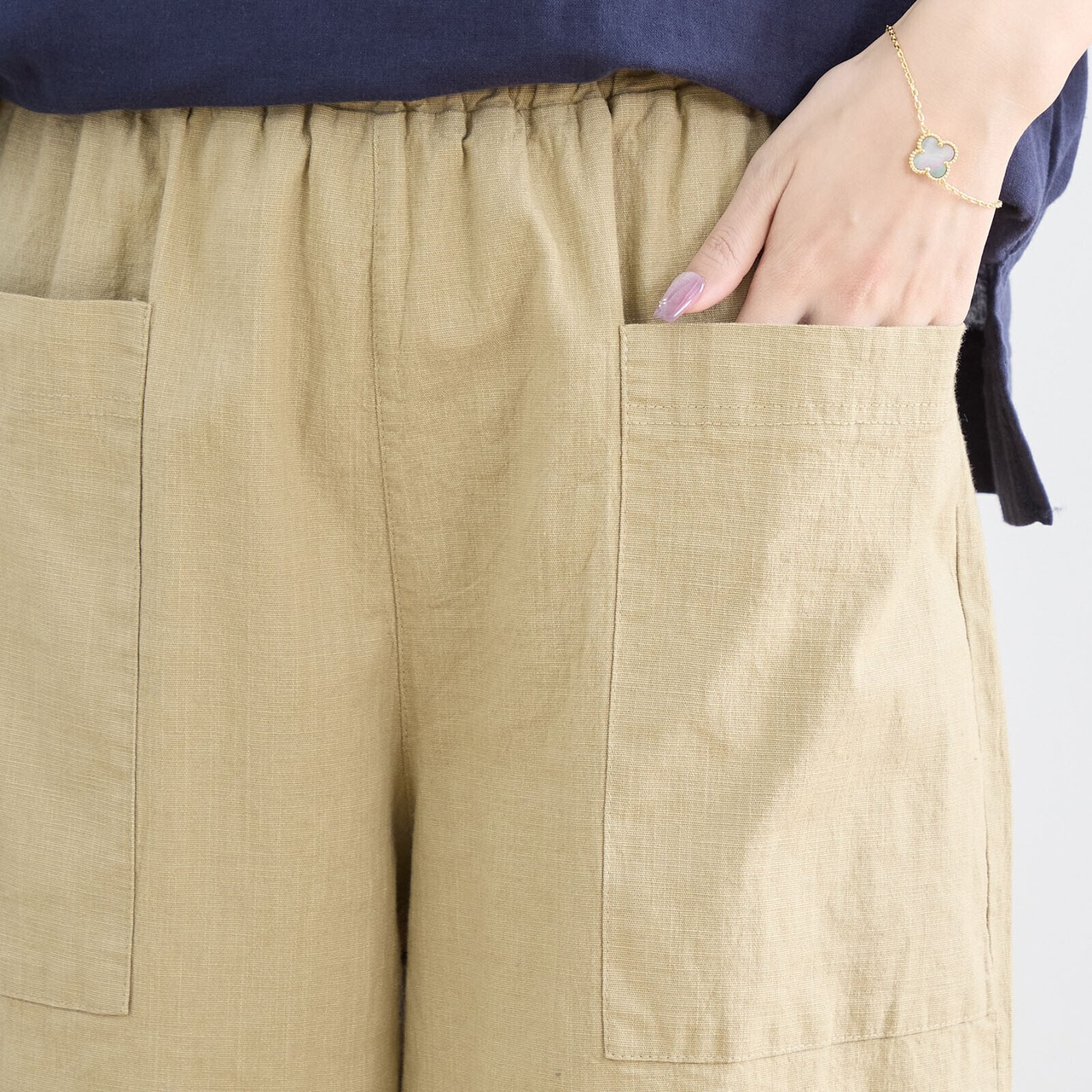 TRUBE ウォッシュドコットンクロプトパンツ (M~L) ベージュ