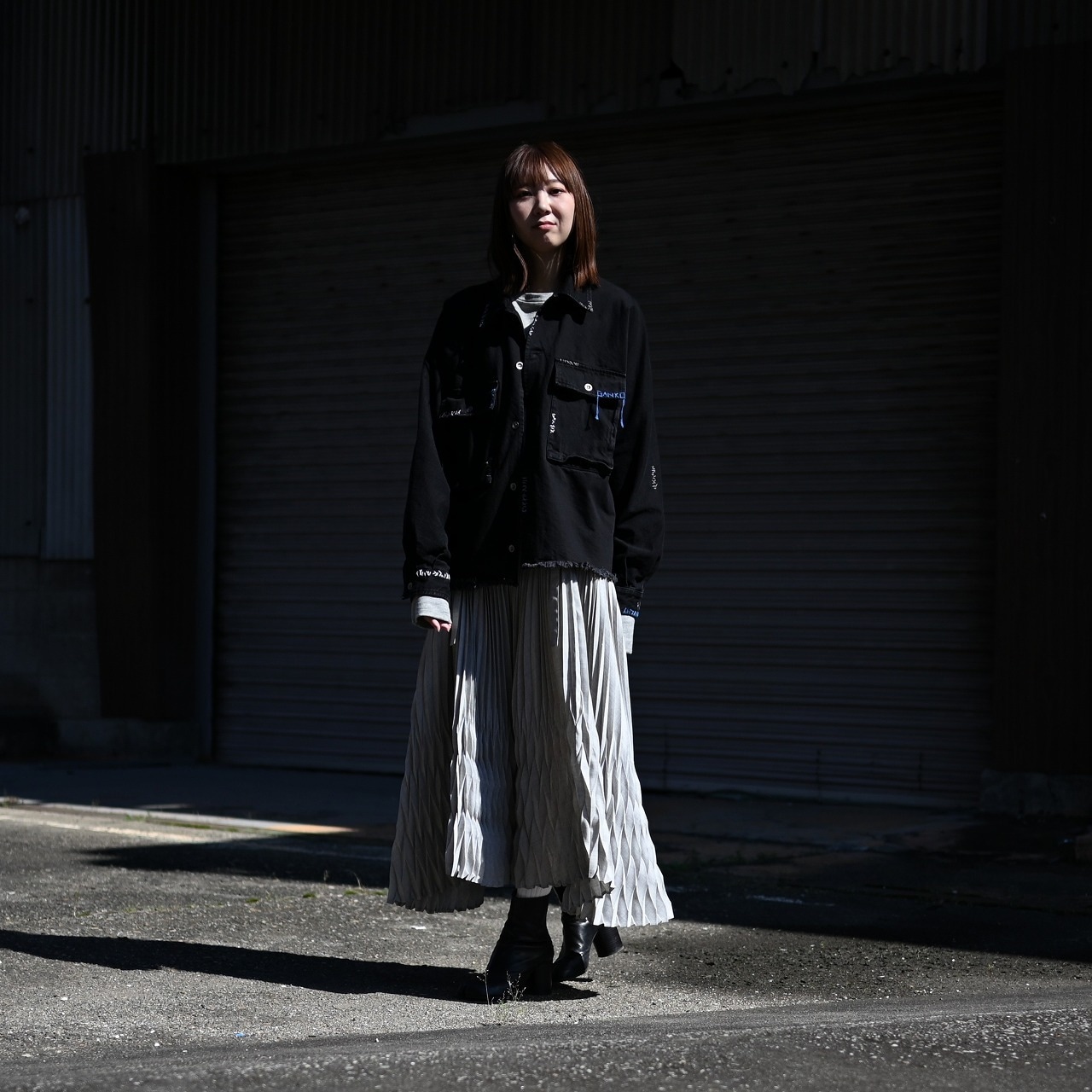 KUON / GANKO別注 Sashiko Kimono Sleeve Cutoff Denim shirt jacket レディースコーディネート
