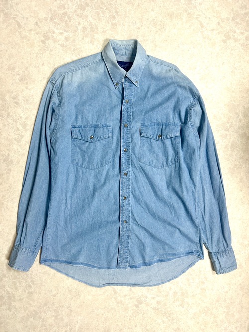 Wrangler ラングラー ライトブルー デニム ボタンダウンシャツ