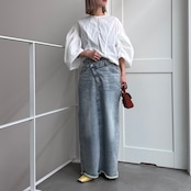 【キャンセル分】リメイクライクラップデニムSK/ブルー