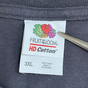 【FRUIT OF THE LOOM】3XL ビッグサイズ トライアングル ロゴ Tシャツ バックプリント チャコールグレー 半袖 us古着