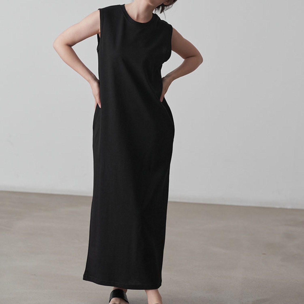 Cotton Long Sleeveless A-Line Dress  T5075