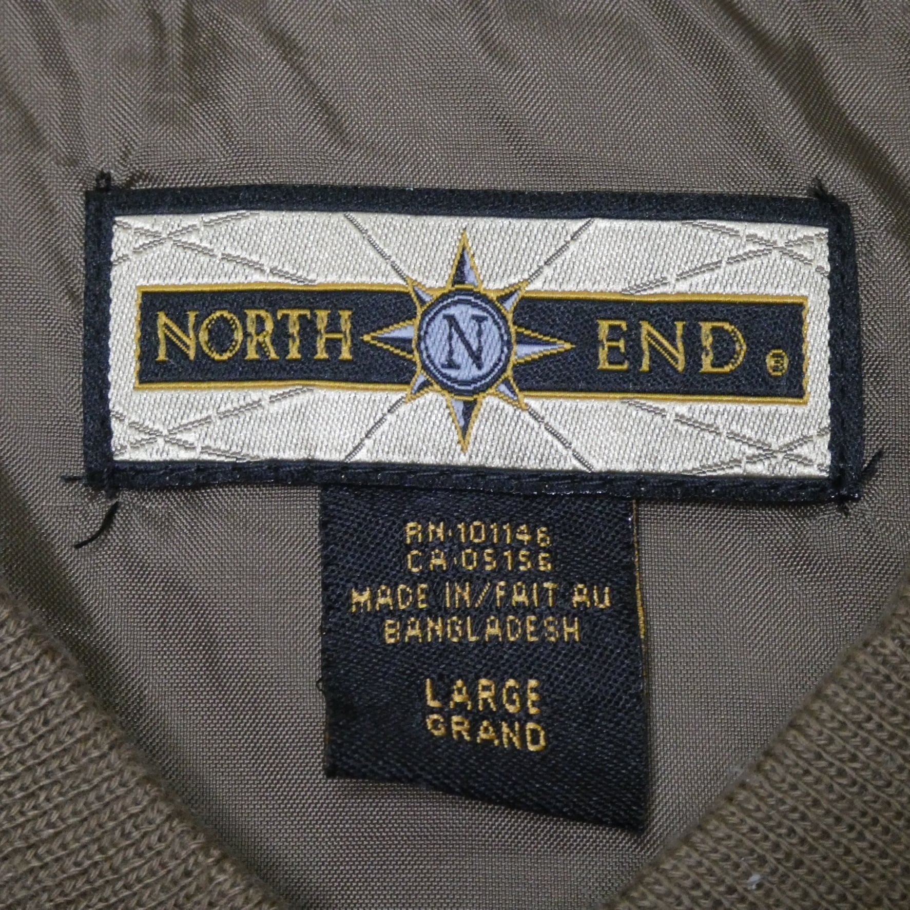 NORTH END ナイロンプルオーバー ベスト L ブラウン ワンポイント刺繍 