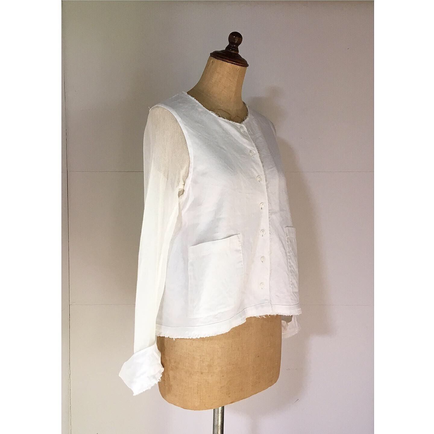 “Linen x mesh” shirts jacket リネン メッシュ 切り替えシャツ