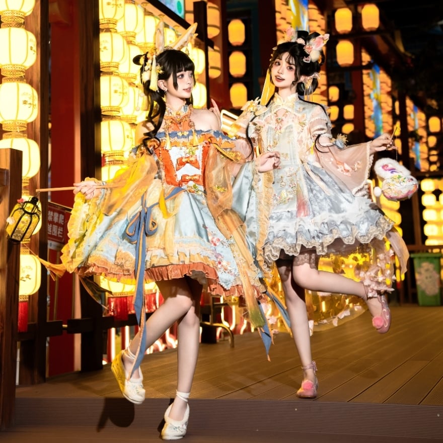 あいり様オーダーページです。クカカ　服ロリータ日和ワンピース4着 イベント衣装 大人向け 和風ロリータ 刺繍ジャンパースカート ピンク
