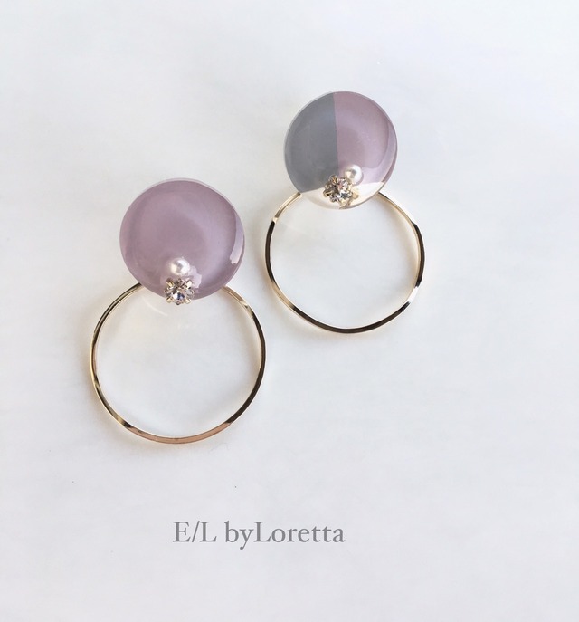 2way 3color hoop pierce/earring(Lavender) 
