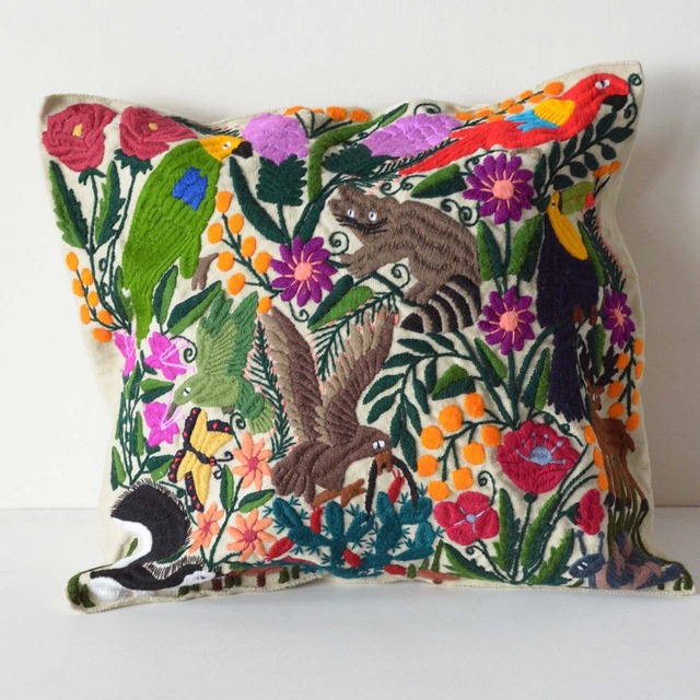メキシコ シナカンタン刺繍クッションカバー（22000-A）
