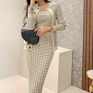 ストライプ ニット セットアップ SE47