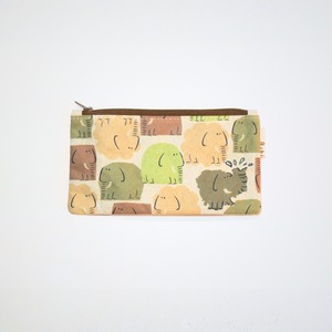 Ashi｜亜紙 Flat Pouch M＊Elelphant 26 動物柄 紙ポーチ バナナ ハンドメイド