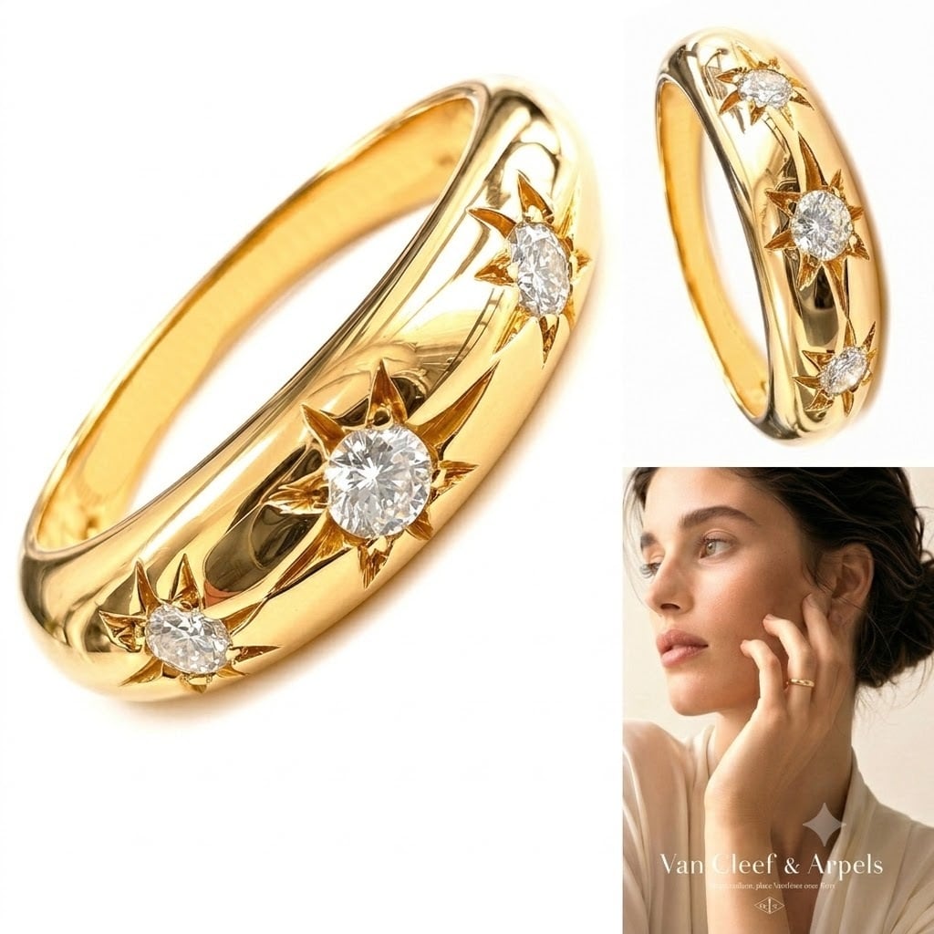 VanCleef&Arpels ヴァンクリーフ&アーペル カシオペア 3P ダイヤモンド リング K18 RG ローズゴールド ダイヤ 指輪 希少