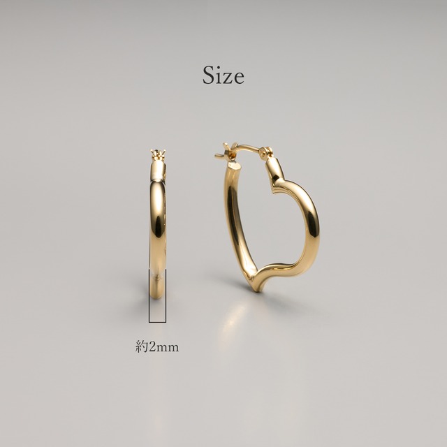 K18イエローゴールド ハートフープピアス 【MKY0115P1】