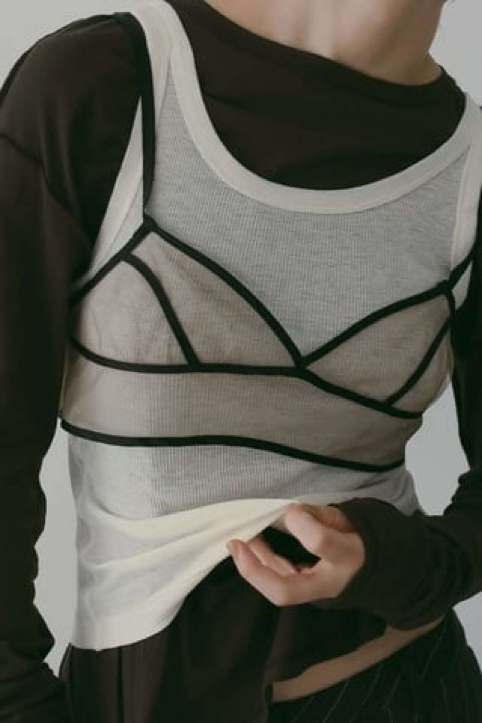 ànuke Bicolor Tulle Bratop バイカラーチュールブラトップ Beige