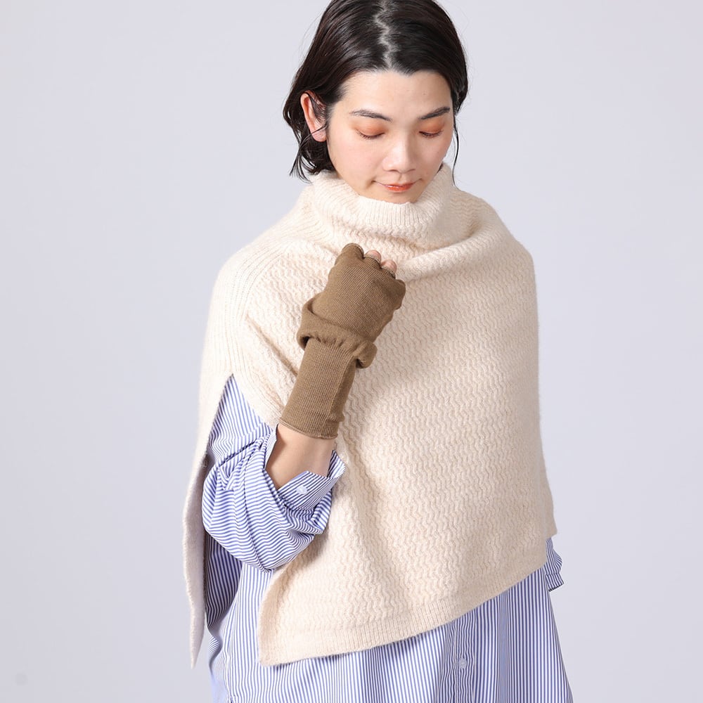 【送料無料】 HANEDAYA Select(ハネダヤセレクト) リューズニット なみなみ模様のケープ ポンチョ 手洗い可能 108203