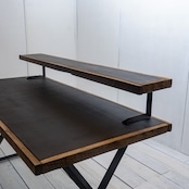 Black iron & Old oak work desk y edge legs