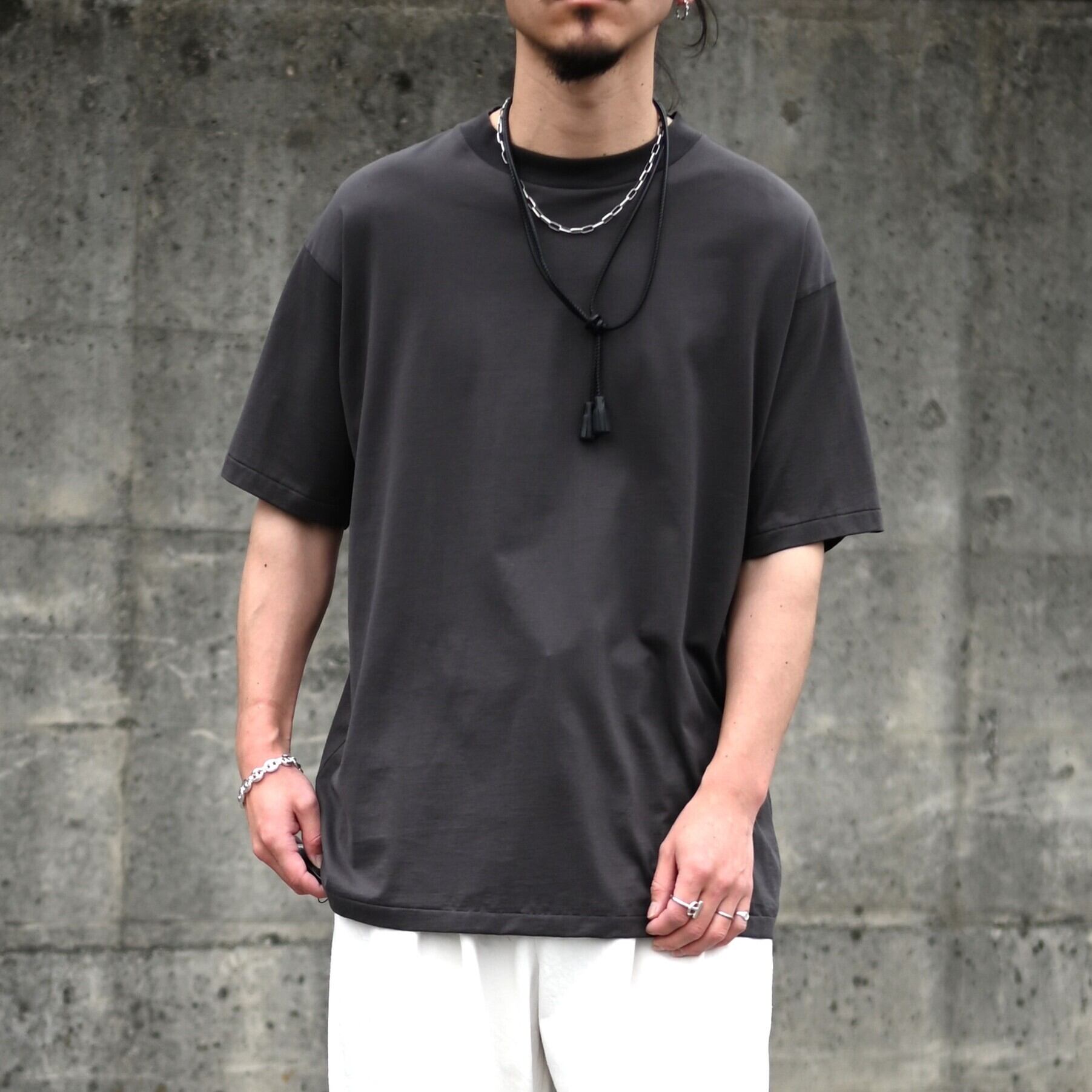 INTERIM / EXTRA FINE MERINO WOOL JERSEY HENRY OVER S/S TEE | GANKO INTERIM / EXTRA FINE MERINO WOOL JERSEY HENRY OVER S/S TEE | GANKO