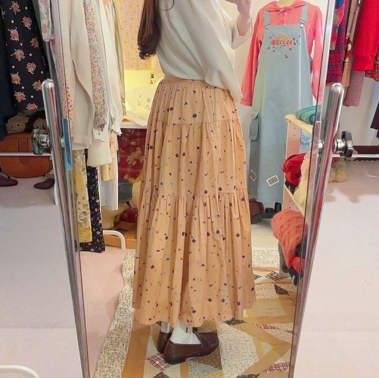 ketty / pink orange pansy tiered skirt