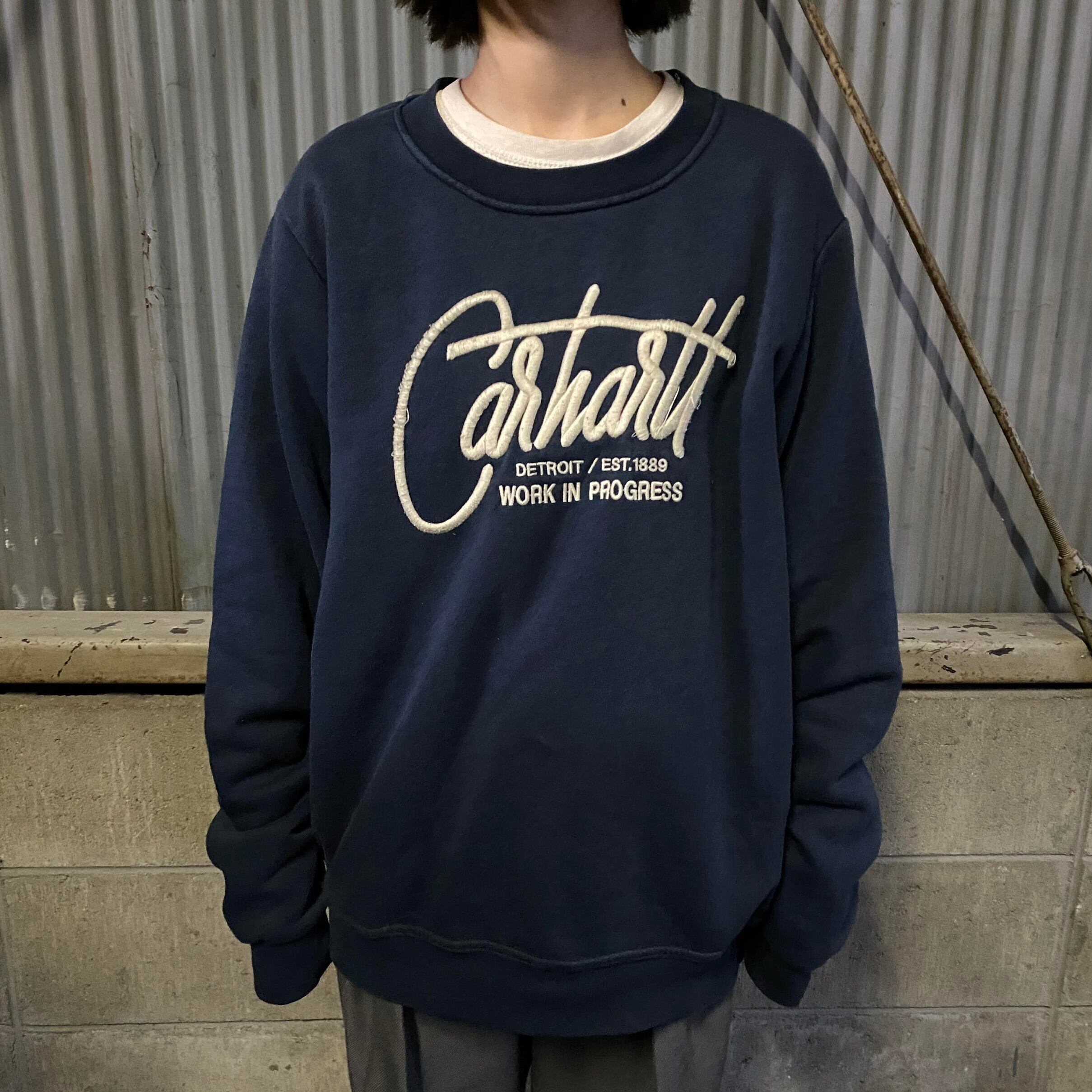 Carhartt カーハート ロゴ 刺繍 スウェットシャツ メンズM相当 古着 トレーナー ネイビー  【スウェット】【cs2212-15a】【CS2301-30】 | cave 古着屋【公式】古着通販サイト