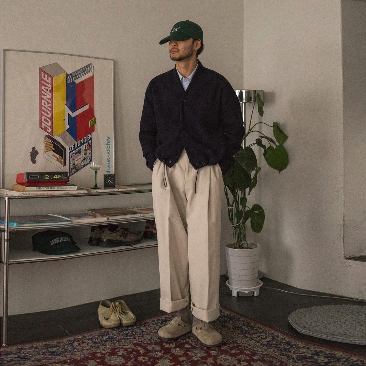 JIAOLANDI深灰色Vネックジャケット