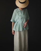 【suie】Bamboo linen skirt/バンブーリネンスリットスカート(シルバーグレー)