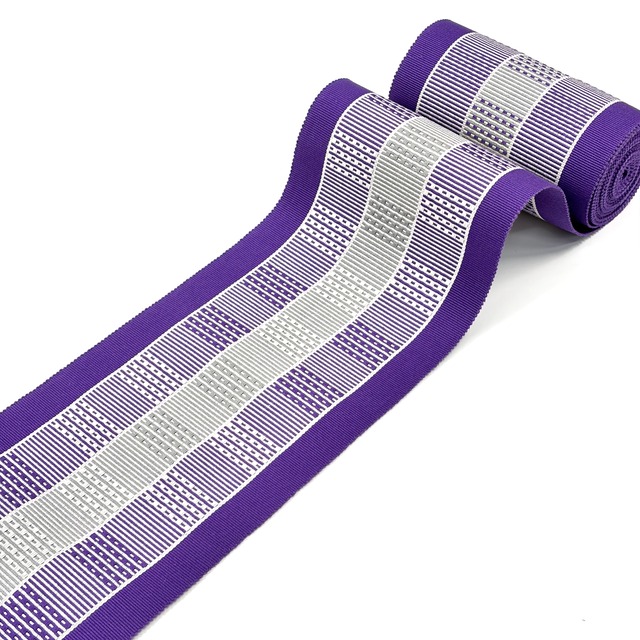 首里串花織　首里織　半幅帯　茄子紺　紫　えびぞめ（端処理込み）　4RK31098