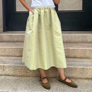 LES YEUX　POLYESTER FLARE SKIRT　LIGHT GREEN
