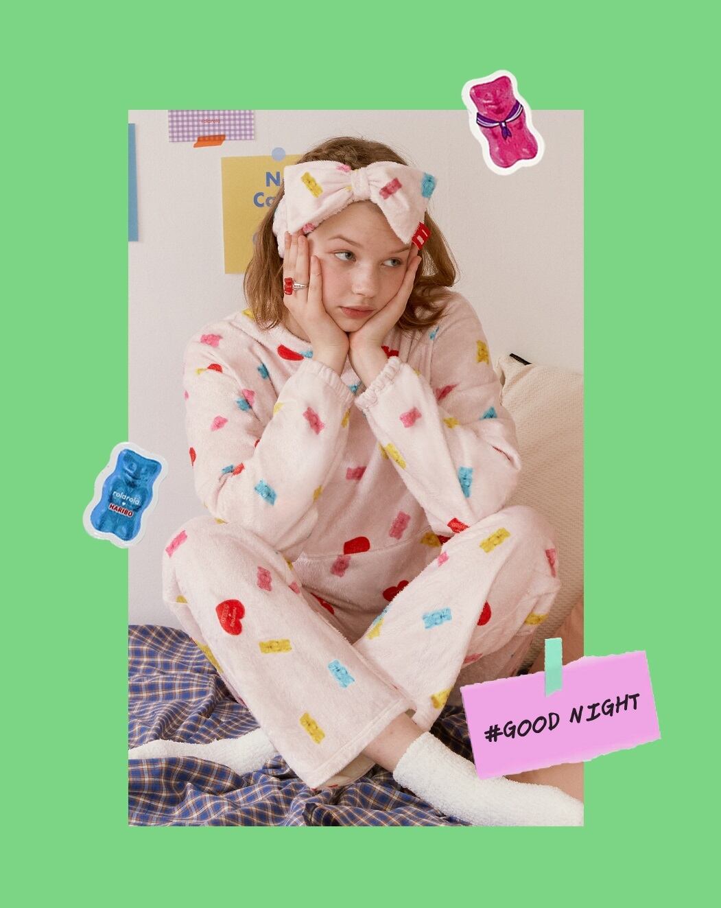 【rolarola】ROLAROLA X HARIBO PAJAMAS SWEATSHIRT PINK めいるめいるスマイル