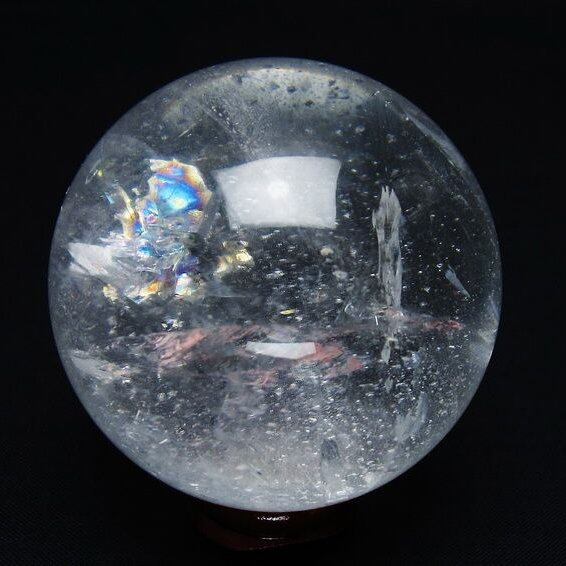 水晶 丸玉 虹入り 57mm スフィア 置物 水晶玉 一点物 151-8791