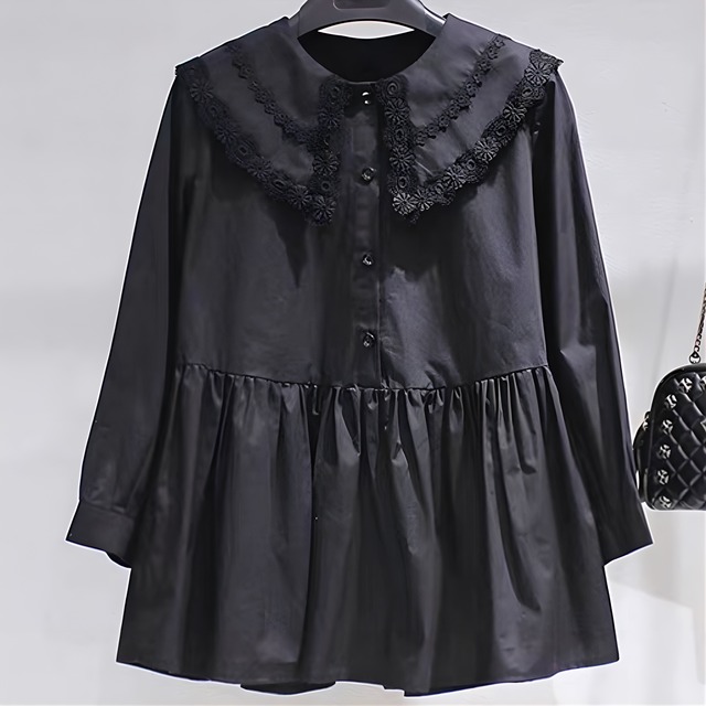 フラワーレースカラーシャツ　N00178