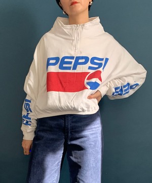 【送料無料】"PEPSI" half zip short print sweatshirt