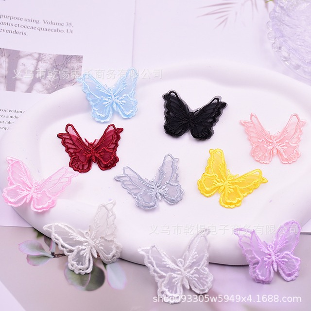 5cm二重刺繍レース蝶翼アクセサリー