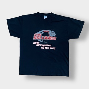 【PORT&COMPANY】フットボール ブルドックス ロゴ プリント Tシャツ XL ビッグサイズ 黒t 半袖 夏物 us古着