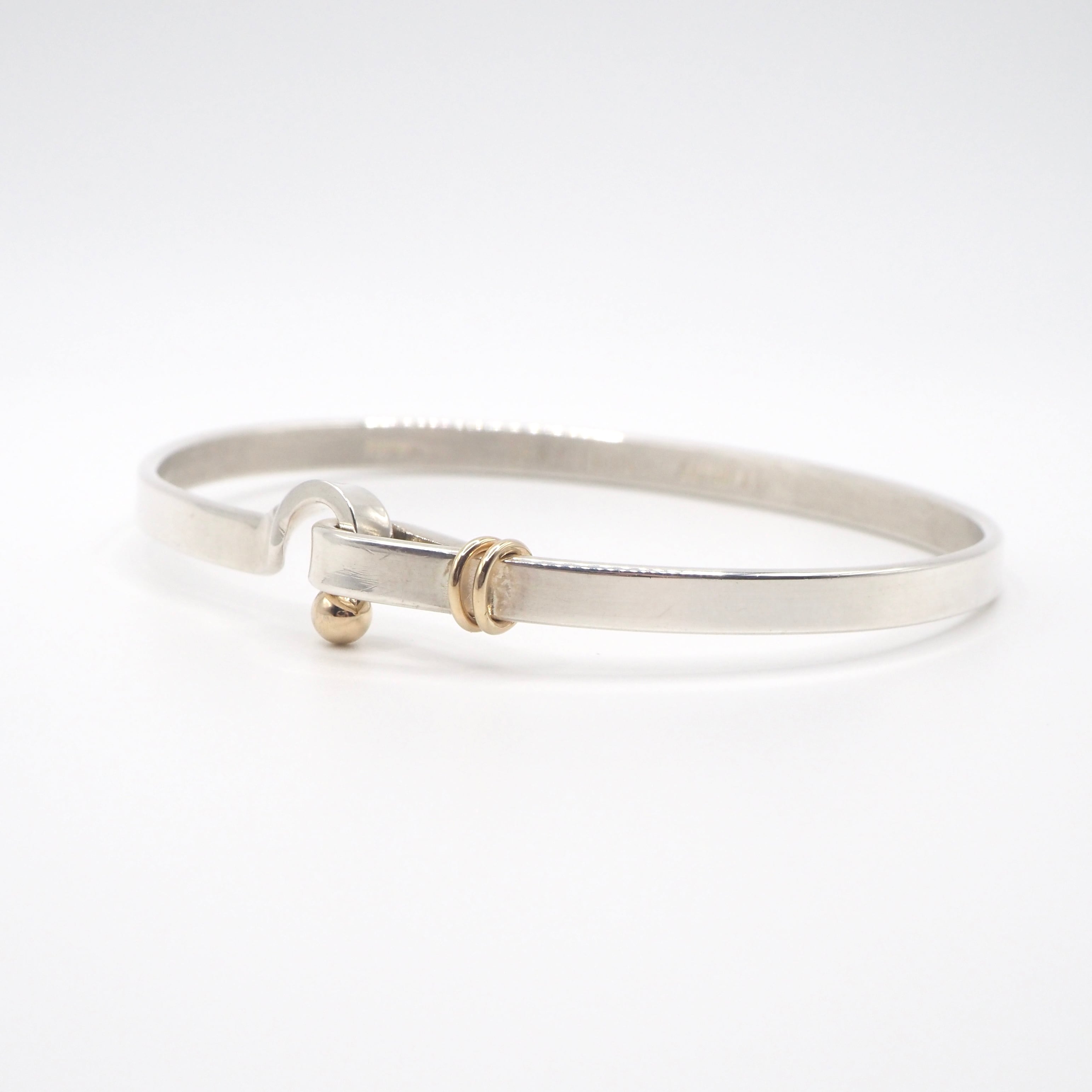 良品 Tiffany&Co.ティファニーフックアンドアイ 925K14バングル Tiffany&Co. フック&アイ バングル シルバー925 K14 ティファニー